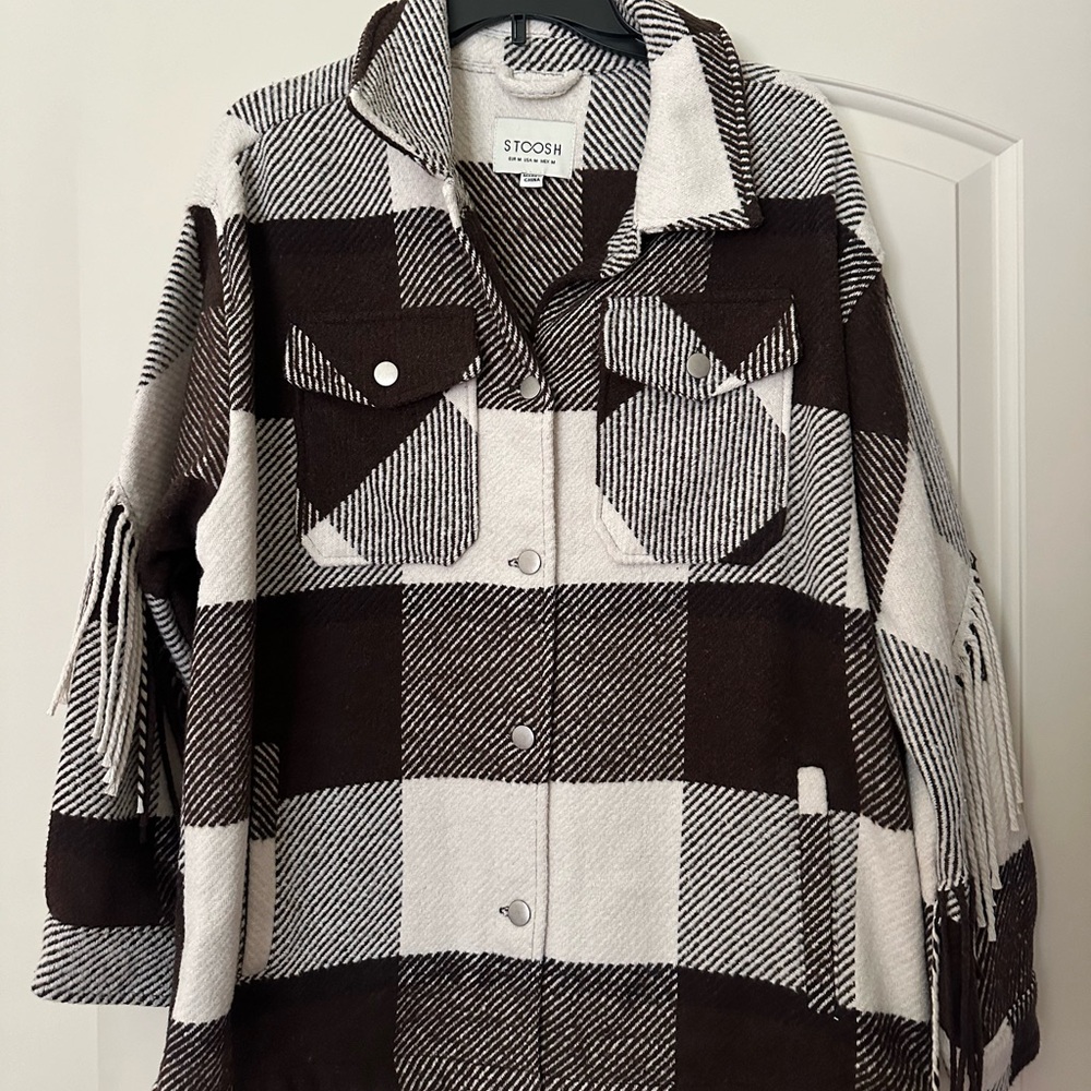 Stoosh Brown and Cream Plaid Jacket